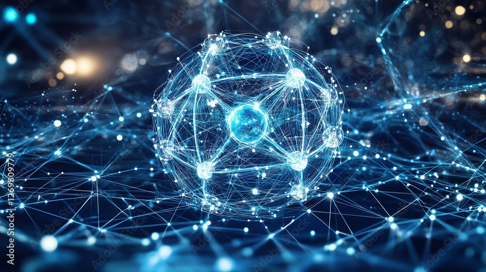 Poster abstract digital network globe futuristic technology connection data blue shiny illuminated lines po