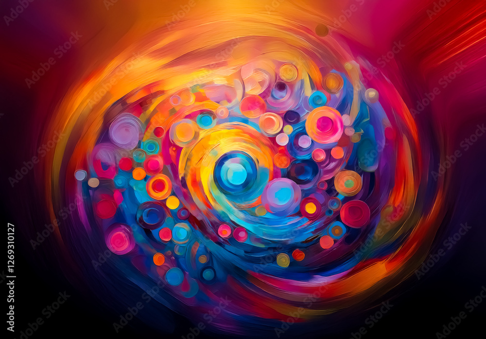 Aufkleber abstract swirling vortex of vibrant colors, circles, and curves. a dynamic and energetic composition