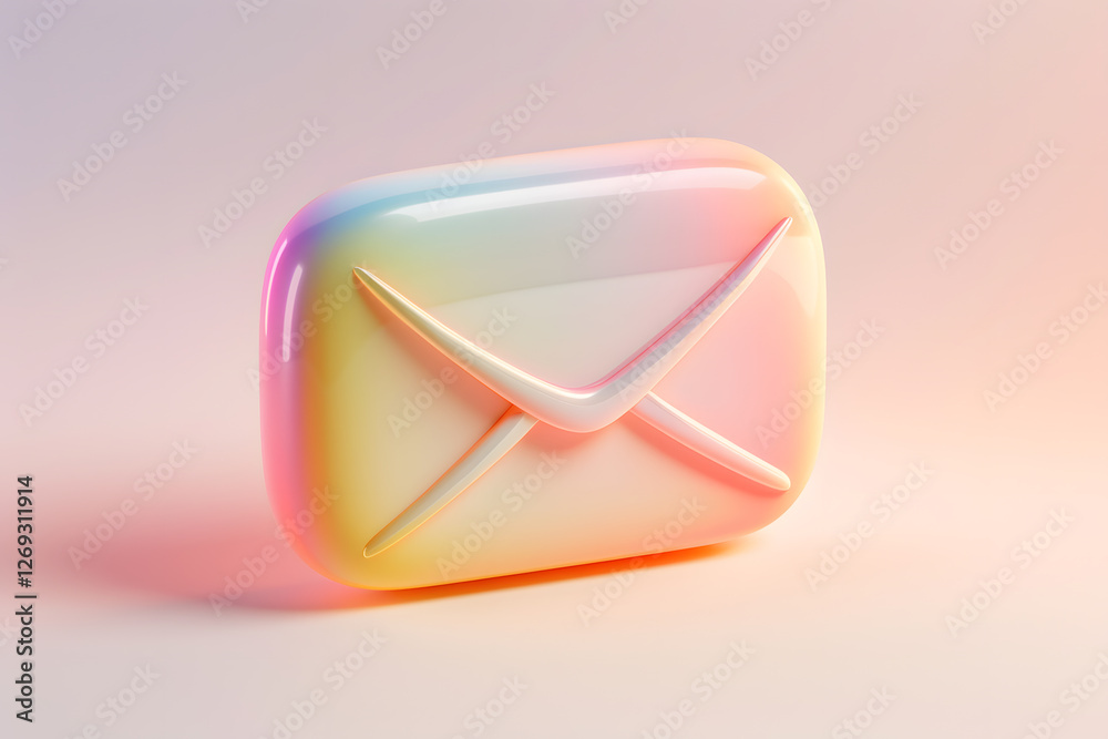 Poster colorful 3d email icon on gradient background