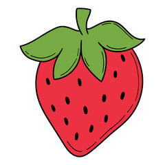 Obraz premium Hand drawn cartoon strawberry on white background.