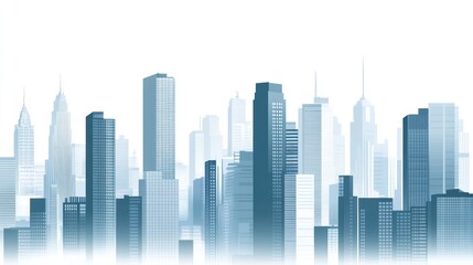 Cityscape skyline, urban buildings, hazy day, background, website banner