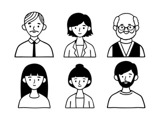 People icon set in trendy flat style isolated icon, Vector icon, Line art Vector, Doodle Icon