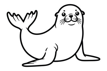 Sea lion silhouette vector.