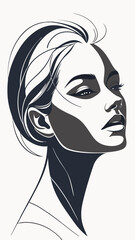 Stylish solution: female portrait in ink style with geometric elements for a modern interior
