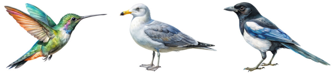 Colorful hummingbird illustration, realistic bird art, detailed wildlife imagery, nature-inspired design, avian species representation.