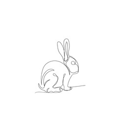 continuous line drawing doodle icon rabbit