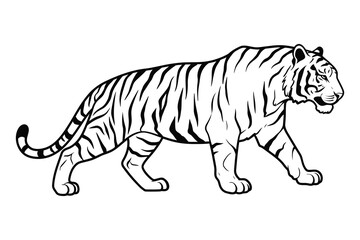 Naklejka premium Tiger silhouette vector graphic design, white background. 