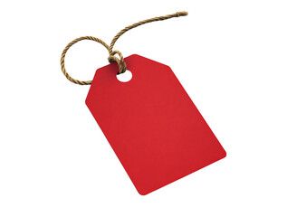 Red price tag, simple style, isolated on a transparent background