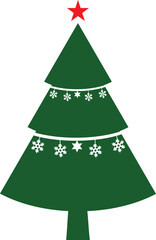 Christmas trees with decorations icon set, Christmas and New Year concept, spruce trees with star and garland sign, Christmas ball icon and gift icon with vector file