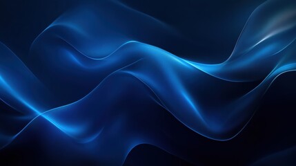 Obraz premium A deep, dark blue abstract background with smooth, flowing wave patterns and soft lighting effects.