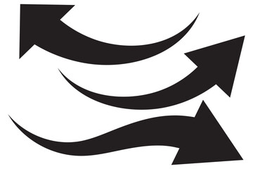Sharp curved arrow icon. Black rounded arrow. Direction pointer pointing down	