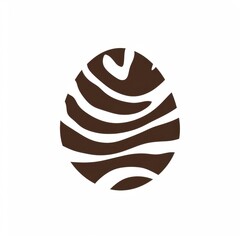 Abstract Brown Easter Egg Design Wavy Lines Chocolate Pattern Spring Holiday Symbol