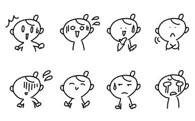 様々な表情の女性の喜怒哀楽セット　驚く・笑う・泣く・焦る