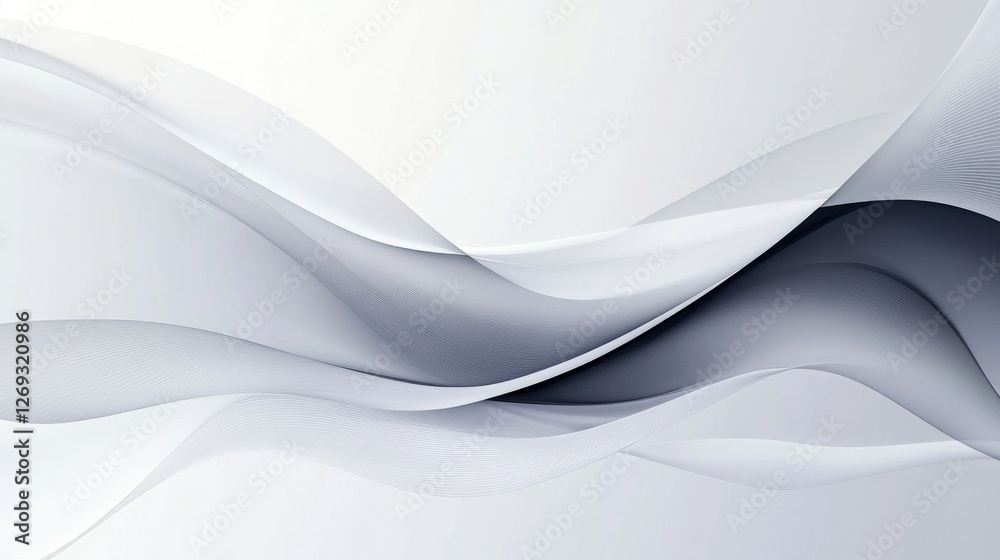 Fototapete a modern minimalist background with flowing curved lines on a soft monochrome gradient.