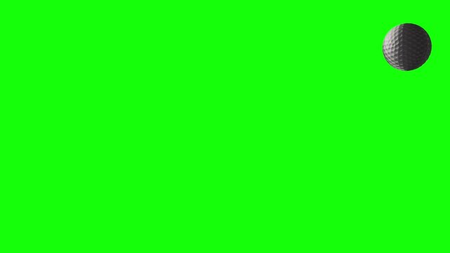 golf ball spins and then shoots into the screen. Sports transition animation with green screen background and alpha