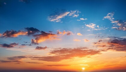 Fototapeta premium serene sunset sky with vibrant orange and soft blue hues