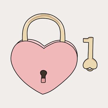 Pink Heart-Shaped Lock with Key
