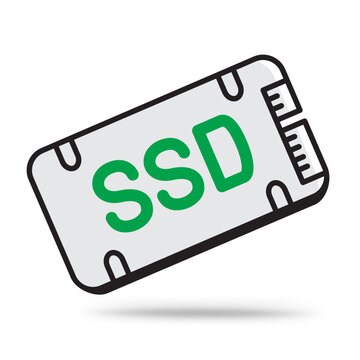 SSD memory outline icon with shadow on white background
