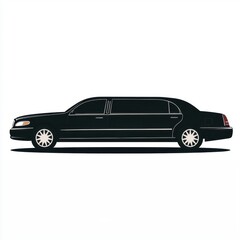 Elegant Black Limousine Side View Illustration Luxury Car Graphic Design