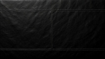 Naklejka premium Dark Black Leather Texture with Subtle Stitching Detail for Design Projects