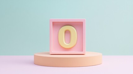 Pastel Number Zero Block on Platform