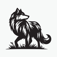 Fototapeta premium Wolf icon logo black silhouette vector illustration