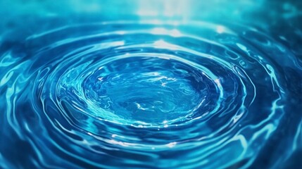 Light Blue Ripple Effect on Water Calm and Gentle Circular Pattern Close Up