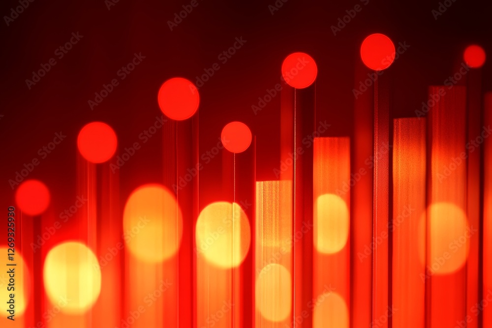 Poster abstract red light patterns with vertical bars and soft bokeh effects