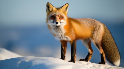Obraz premium Red Fox on Snowy Peak