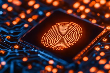 Abstract Representation of Fingerprint on Circuit Board Background