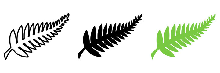 Fern glyph icon. Simple solid style. Leaf, logo, nz, kiwi, maori, silhouette, bird, sign, new zealand symbol concept design. Vector illustration isolated on white background. EPS 10 © Ali