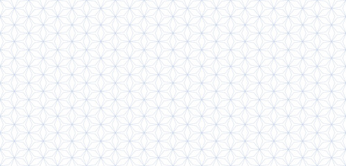 Abstract geometric seamless pattern in Islamic style. Vector ornamental lines texture, floral lattice, stars, grid. Trendy subtle minimal background. Luxury blue and white ornament, repeated design