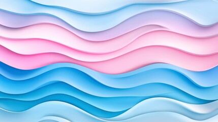 Fototapeta premium Seamless Blue and Pink Wave Design with Calming and Gentle Curved Abstract Background