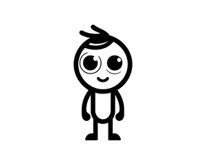 Minimal line art funny cartoon outline logo design vector illustration.