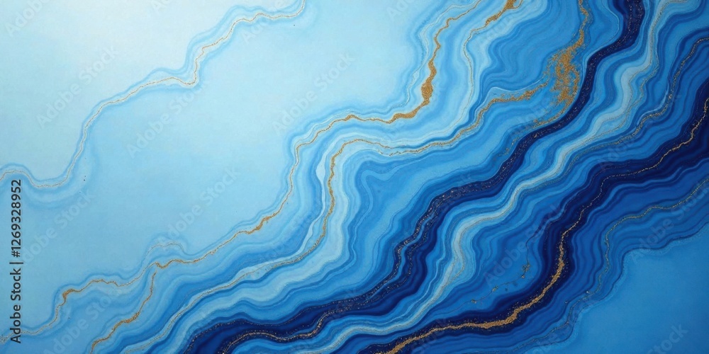 Aufkleber abstract blue and gold swirling marble texture background design for print and digital projects