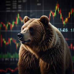 Obraz premium Bear IN STOCK MARKET BACKGROUND