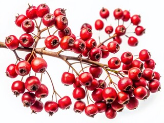 Vibrant Red Hawthorn Berries on Twigs - Long Exposure Stock Photo