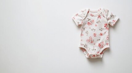 Floral Baby Jumpsuit on White Background Top View Mockup Template