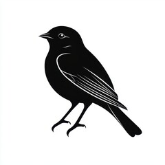 Obraz premium Elegant Black Silhouette of a Small Bird Avian Wildlife Nature Illustration