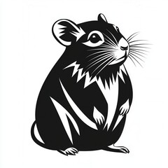Obraz premium Striking Black and White Stylized Hamster Illustration Rodent Graphic Design Pet Image