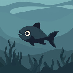 Obraz premium A vibrant 2D vector of a fish swimming in a colorful coral reef.