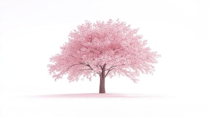 Obraz premium Pink cherry blossom tree, spring, isolated, white background, nature