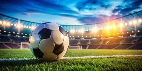 Naklejka premium Vibrant Soccer Ball Background Image: Rule of Thirds Composition