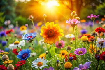 Obraz premium Vibrant Summer Wildflowers in a Blooming Garden - Portrait Photography