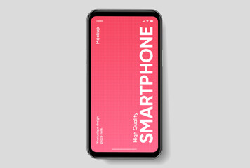 Fototapeta premium Realistic smartphone mockup. Mobile phone vector with isolated on white background. Device front view. 3D mobile phone with shadow. Realistic, high quality smart phone mockup for ui ux presentation.