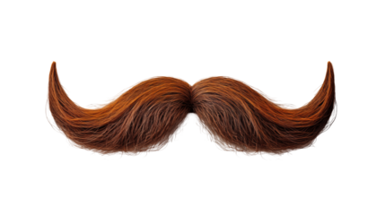 Reddish Brown Mustache Retro Men�s Style, Isolated on White Background for Barber Displays, isolated on transparent background.