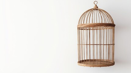 Bird Cage Against a White Canvas Top View with Ample Space for Design