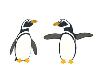 Naklejka premium Illustration two penguins without background