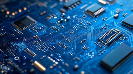 Abstract techy background featuring blue and white digital patterns, creating a futuristic and high-tech look. Abstract blue digital background with motion effect and light.