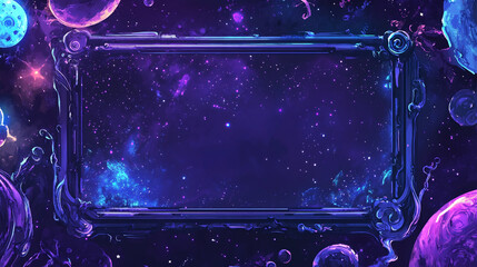 Obraz premium 深宇宙の神秘的な光が輝く未来的なデザインのフレーム。generative ai